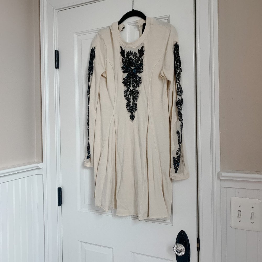 Free People Romantics Blue Beaded Tunic Dress